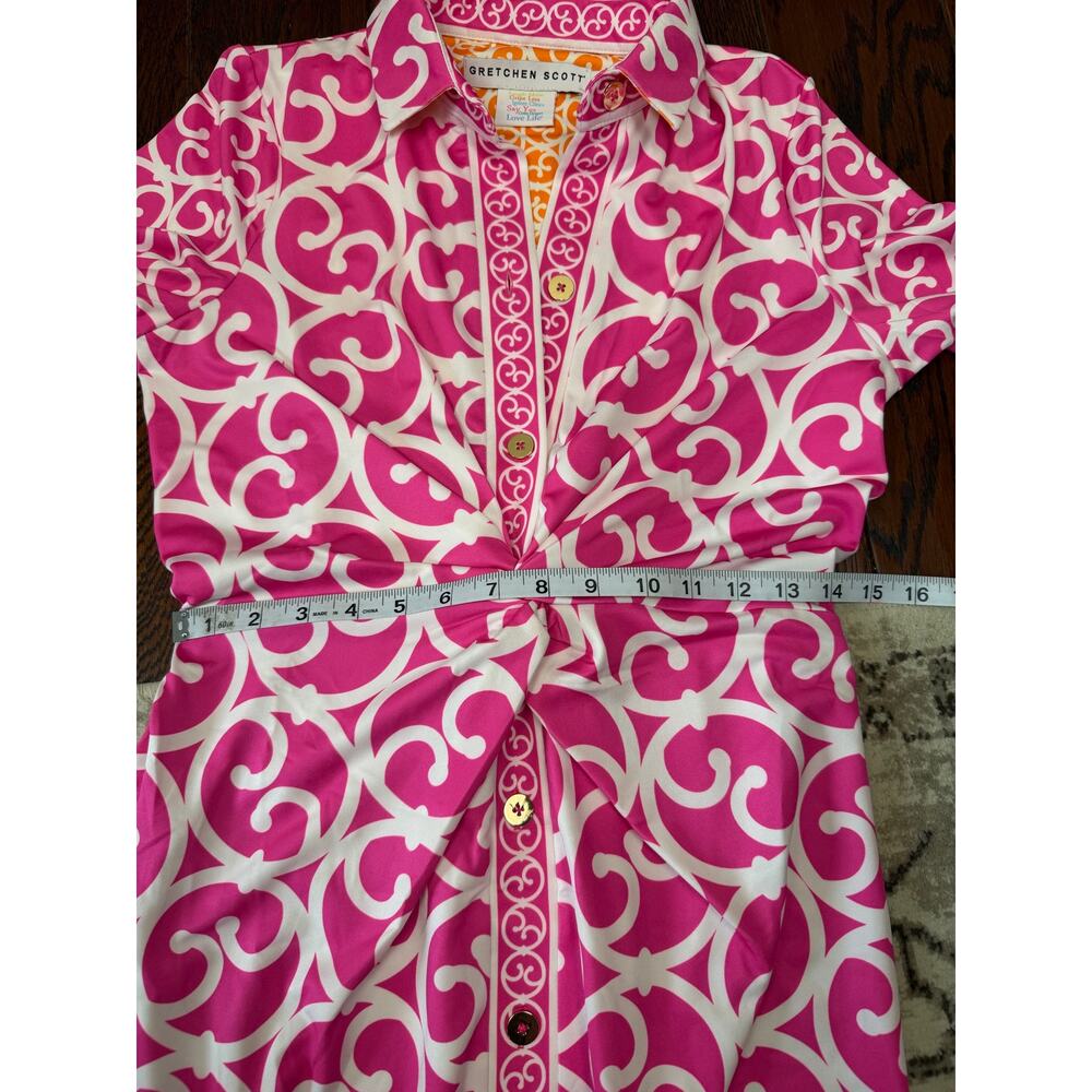 Gretchen Scott Pink White Knot Front Dress Small - Picture 13 of 13